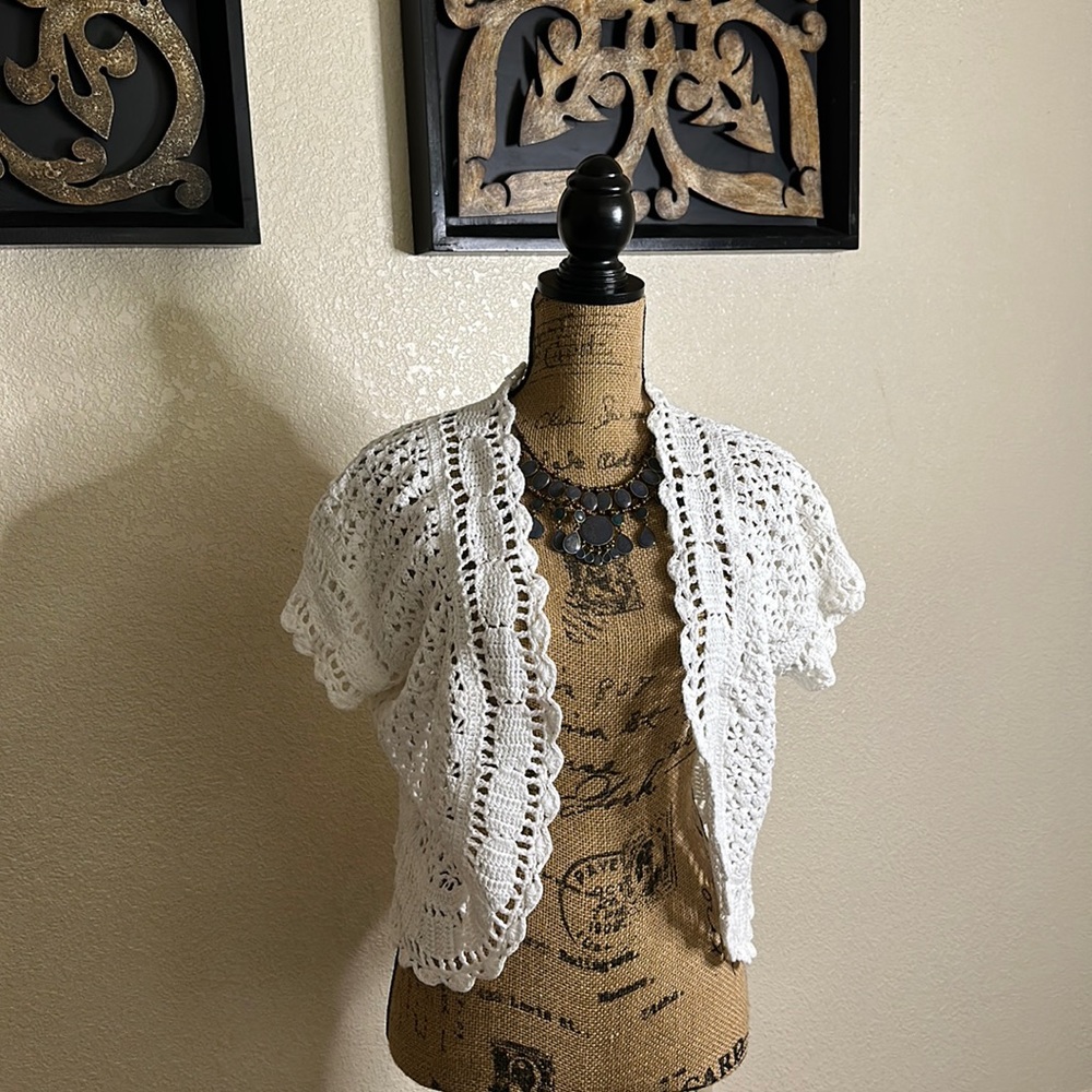 Cato Crocheted Bolero Shrug | Cover-Up in White 🤍🌼